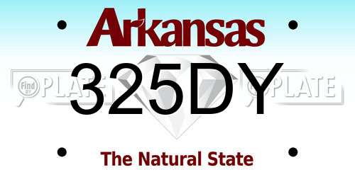 325DY Arkansas License Plate