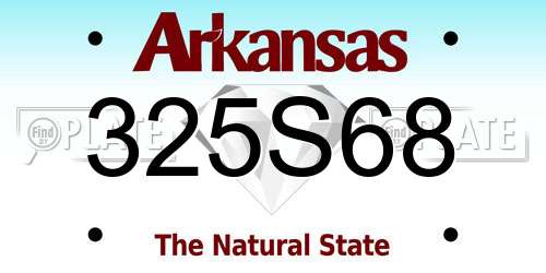 325S68 Arkansas License Plate
