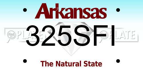 325SFI Arkansas License Plate
