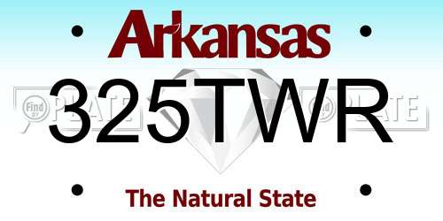 325TWR Arkansas License Plate