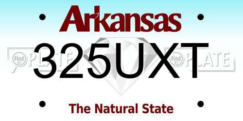 325UXT Arkansas License Plate