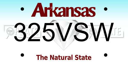 325VSW Arkansas License Plate