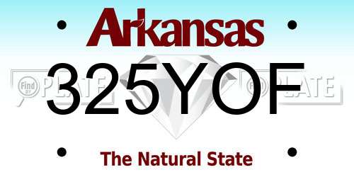 325YOF Arkansas License Plate