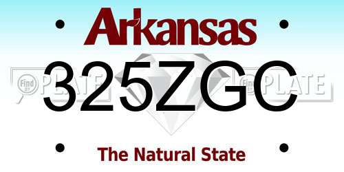 325ZGC Arkansas License Plate