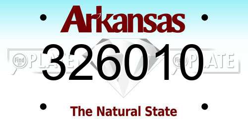 326010 Arkansas License Plate