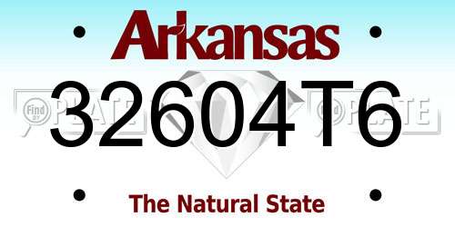 32604T6 Arkansas License Plate