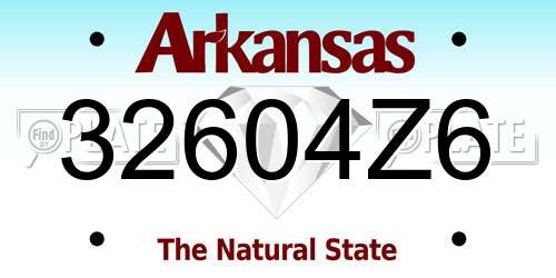 32604Z6 Arkansas License Plate