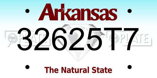 32625T7 Arkansas License Plate