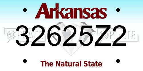 32625Z2 Arkansas License Plate
