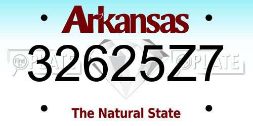 32625Z7 Arkansas License Plate