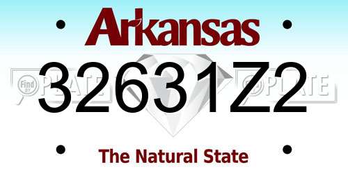 32631Z2 Arkansas License Plate