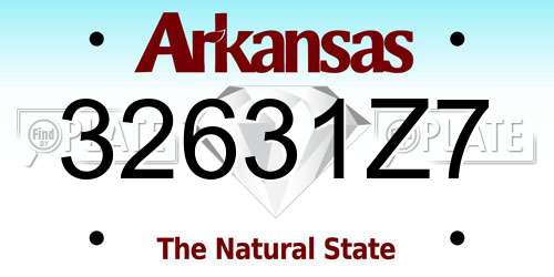 32631Z7 Arkansas License Plate