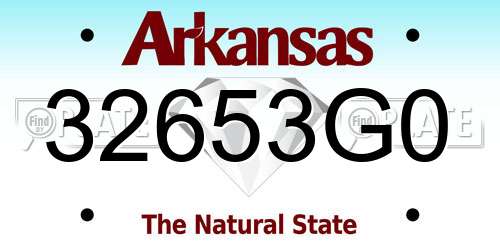 32653G0 Arkansas License Plate
