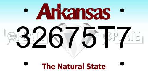 32675T7 Arkansas License Plate
