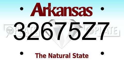 32675Z7 Arkansas License Plate