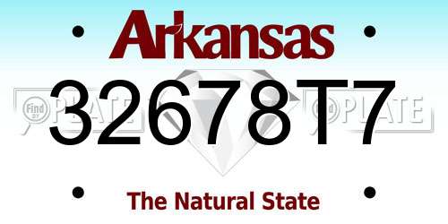 32678T7 Arkansas License Plate