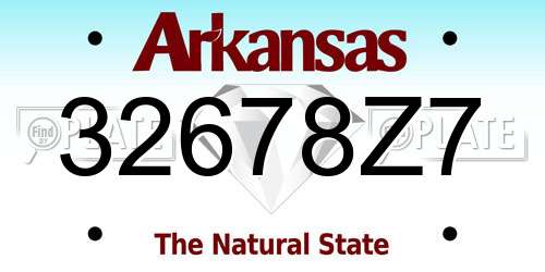32678Z7 Arkansas License Plate