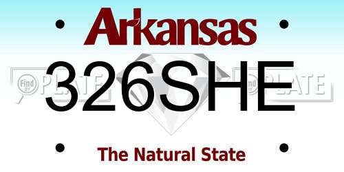 326SHE Arkansas License Plate