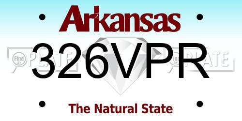 326VPR Arkansas License Plate