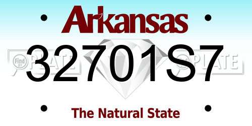 32701S7 Arkansas License Plate