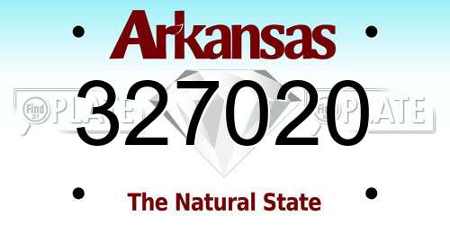 327020 Arkansas License Plate