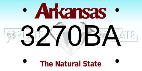 3270BA Arkansas License Plate