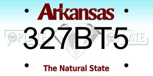 327BT5 Arkansas License Plate