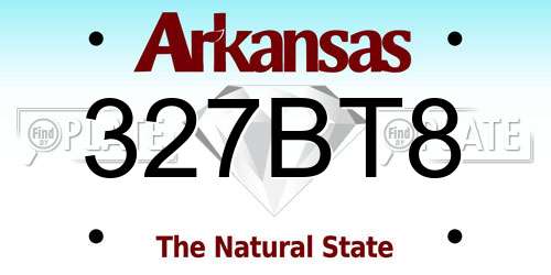 327BT8 Arkansas License Plate