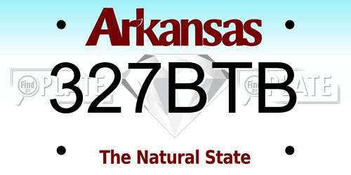 327BTB Arkansas License Plate