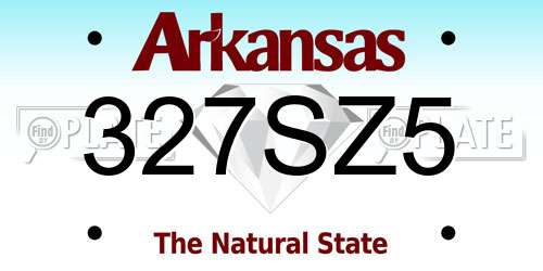 327SZ5 Arkansas License Plate