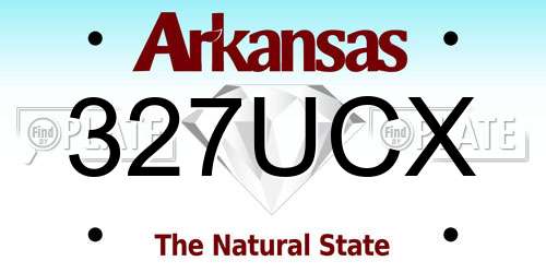 327UCX Arkansas License Plate