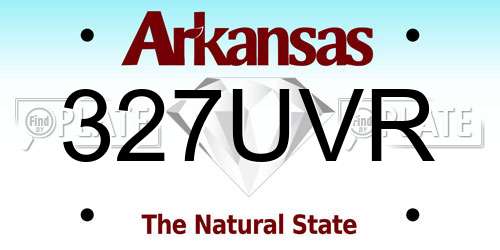 327UVR Arkansas License Plate