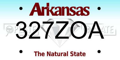 327ZOA Arkansas License Plate