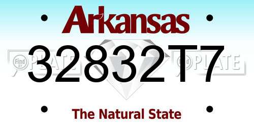 32832T7 Arkansas License Plate