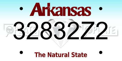 32832Z2 Arkansas License Plate