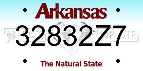 32832Z7 Arkansas License Plate