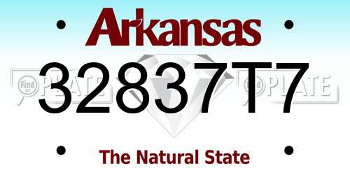 32837T7 Arkansas License Plate