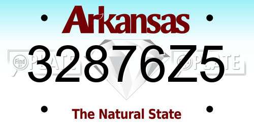 32876Z5 Arkansas License Plate