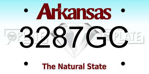 3287GC Arkansas License Plate