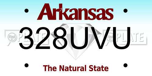 328UVU Arkansas License Plate