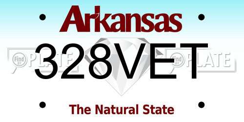 328VET Arkansas License Plate