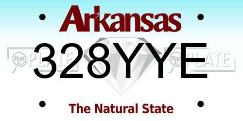 328YYE Arkansas License Plate