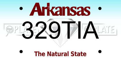 329TIA Arkansas License Plate