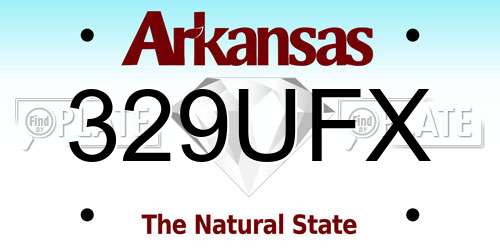 329UFX Arkansas License Plate