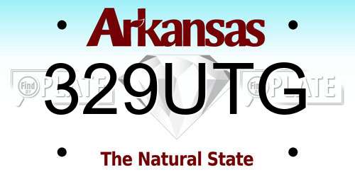 329UTG Arkansas License Plate