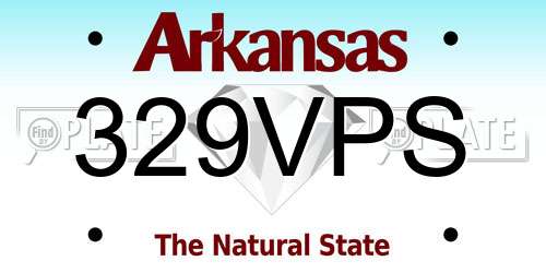 329VPS Arkansas License Plate