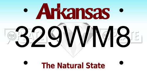 329WM8 Arkansas License Plate