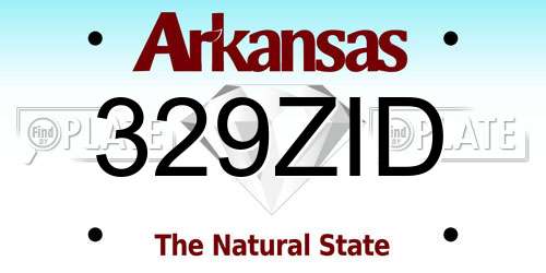 329ZID Arkansas License Plate