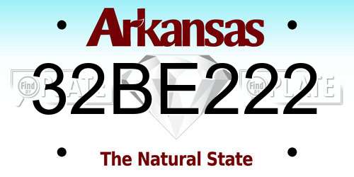 32BE222 Arkansas License Plate