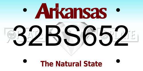 32BS652 Arkansas License Plate
